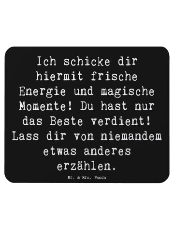 Mr. & Mrs. Panda Mauspad Spruch Freude und Energie mit Spruch in Schwarz