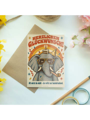 Mr. & Mrs. Panda Geburtstagskarte Elefant Retro Design mit Spruch in Weiß