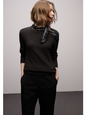 Street One Round Neck Rib Sweater in Darkest Brown