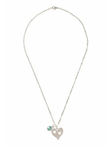 Gemshine Halskette mit Anhänger HERZ - Chalcedon in silver coloured