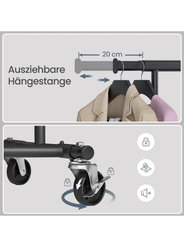 SONGMICS Kleiderständer Pataye in Schwarz - (B)45 x (H)161.5 x (T)200 cm
