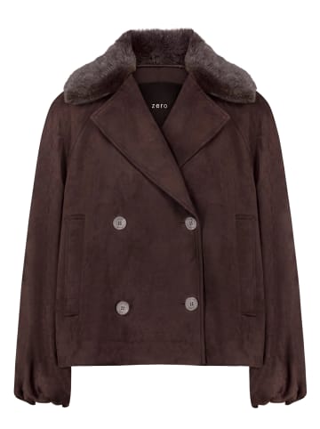 Zero Outdoorjacke mit Kunstfellkragen in Chocolate Plum