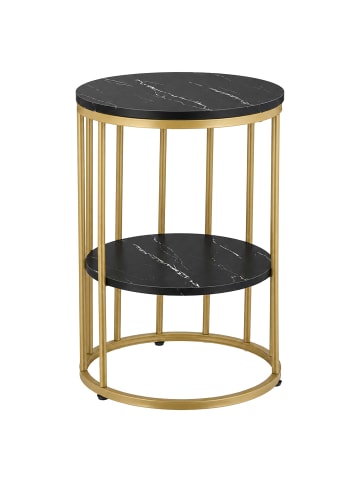 relaxdays Beistelltisch in Schwarz/ Gold - (H)57 x ø 40 cm