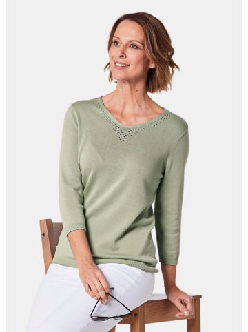 GOLDNER Kurzgröße:  Strickpullover Pullover mit V-Ausschnitt in baummoos