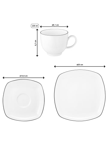 Seltmann Weiden 18-tlg. Kaffeeservice eckig Lido Black Line in Schwarz-Weiß – in schwarz-weiß
