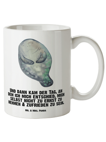 Mr. & Mrs. Panda Keramiktasse Seekuh Happy mit Spruch in Weiß
