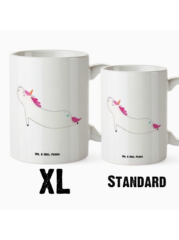 Mr. & Mrs. Panda Kaffeebecher Einhorn Yoga ohne Spruch in Weiß