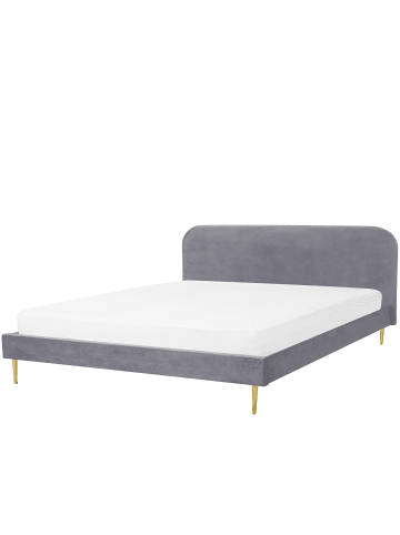 Beliani 2-tlg Doppelbett FLAYAT in Grau/Gold