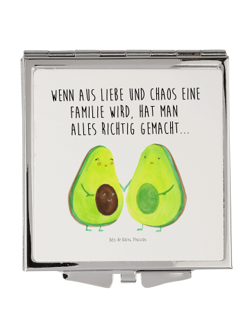 Mr. & Mrs. Panda Klappspiegel Avocado Pärchen mit Spruch in Weiß