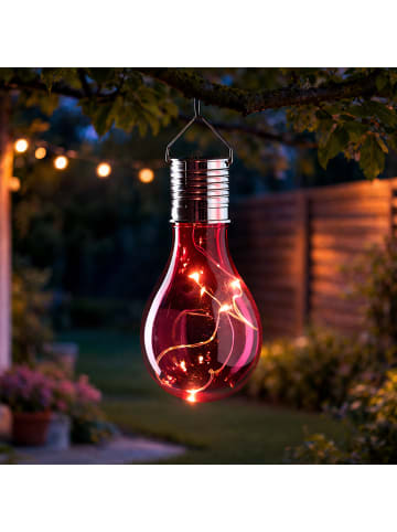 MARELIDA LED Solar Glühbirne GLOW in pink - H: 14cm