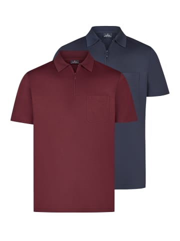 Ragman Poloshirt Basic in Rot / dunkelblau