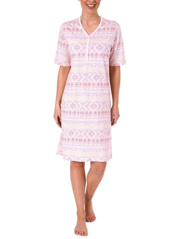 NORMANN Nachthemd kurzarm Ethnolook - 45122 in rosa