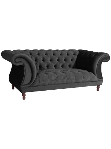58 aufm Kessel CHESTERFIELD Sofa 2-Sitzer Kaylin Samtvelours schwarz