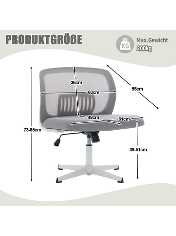 ABRIHOME Bürostuhl 360° drehbar und höhenverstellbar Mesh, Grau