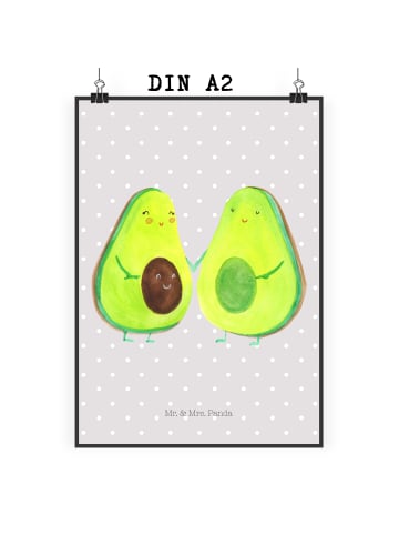 Mr. & Mrs. Panda Bild Avocado Pärchen ohne Spruch in Grau Pastell