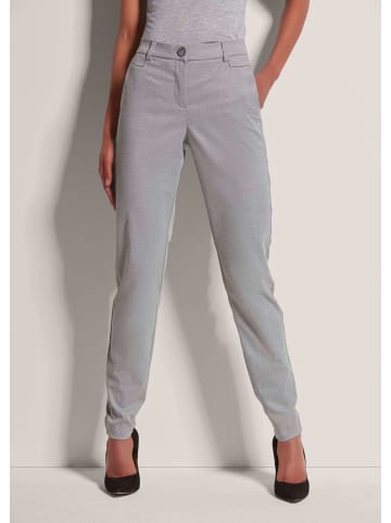 MADELEINE Schlanke Stretch-Hose mit Formbund in silbergrau / wollweiß / melange