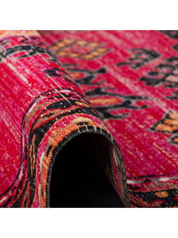 Pergamon Kurzflor Designer Teppich Modern Vintage Orient Muster in Rot