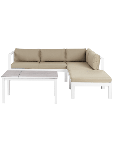 Beliani 3-tlg Sitzgruppe MESSINA in Weiß/Grau/Beige