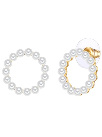Lulu & Jane Perlen-Ohrstecker Messing Muschelkernperle in weiß
