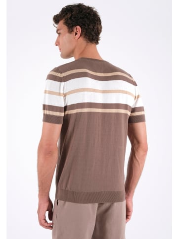 Organication T-Shirt "MOR15951" in Tieftaupe/Beige/Cremeweiß