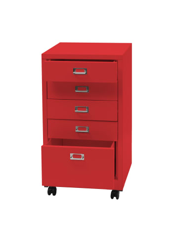 MCW Rollcontainer L49 mit 5 Schubladen, Rot
