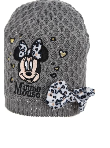 Disney Minnie Mouse Wintermütze Strick mit Schleife in Grau