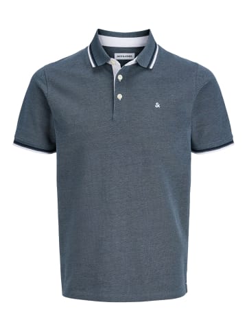 Jack & Jones Polo Shirt JJEPAULOS Sommer Hemd Kragen Pique Cotton in Anthrazit-Blau-Grau