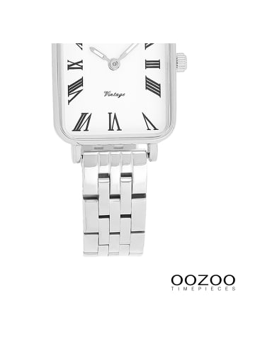 Oozoo Analog-Armbanduhr Oozoo Vintage Series silber extra groß (ca. 24x28mm)