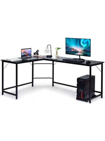COSTWAY Computertisch L-Form 168 x 125 x 74 cm in Schwarz