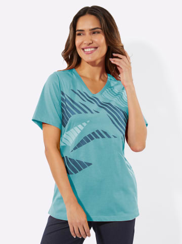 Sieh an! Freizeitshirt in aquamarin-bedruckt