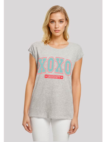 F4NT4STIC Extended Shoulder T-Shirt XOXO University Valentinstag in grau meliert