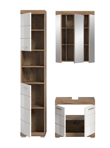 ebuy24 Badmöbelset Wave (3-teilig) Weiß 112 x 34 cm