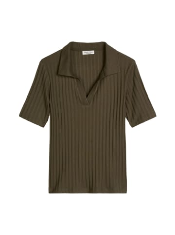 Marc O'Polo Pointelle-Poloshirt slim in Mossy Earth