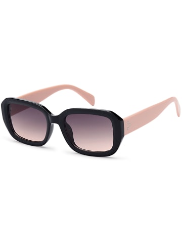 styleBREAKER Retro Sonnenbrille in Schwarz-Rose / Grau Verlauf