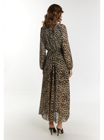 faina Damen Maxikleid Mit Leoprint in Beige Leo