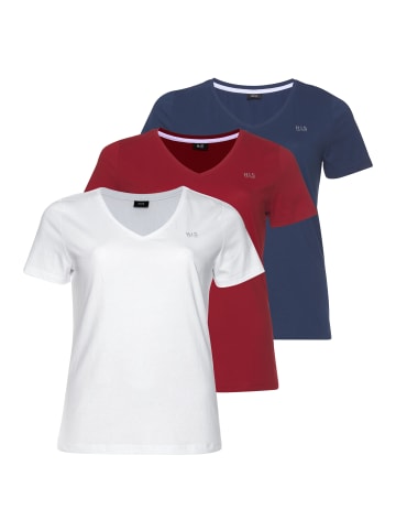H.I.S. T-Shirt in marine, weiß, rot