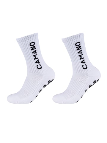 camano Sportsocken mit Grip Extrastark Anti Rutsch Fußballsocken Tennissocken Schweißabsorbierend Perfekter Sitz  Coolmax Netzbelüftung  verstärktem Fersen- und Zehenbereich 2er Pack function in Weiß