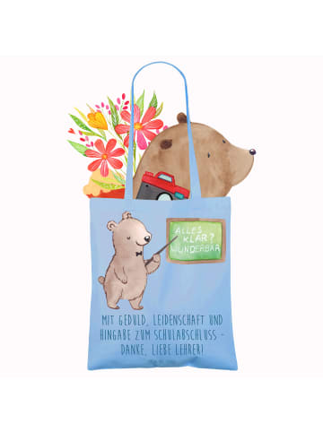 Mr. & Mrs. Panda Canvas Bag Danke Lehrer mit Spruch in Sky Blue