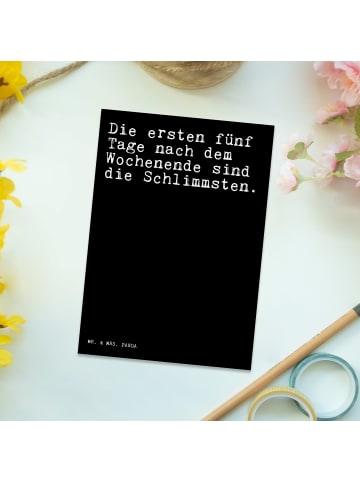 Mr. & Mrs. Panda Ansichtskarte Die ersten fünf Tage... mit Spruch in Schwarz