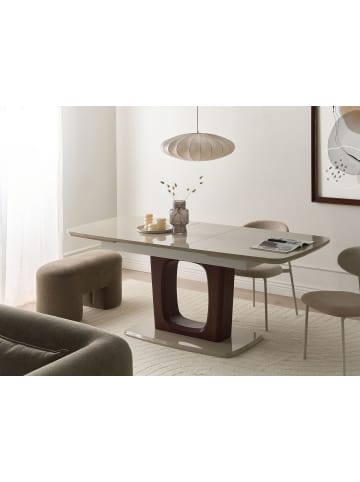 Beliani Ausziehbarer Tisch BERRIGAN in Beige/Braun - (W) 90 x (H) 76 x (L) 160 cm