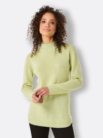 creation L Stehkragenpullover in pistazie-meliert