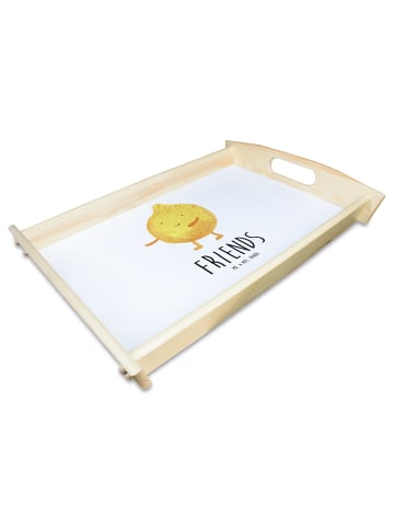 Mr. & Mrs. Panda Deko Tablett Beste Freunde Zitrone mit Spruch in Weiß