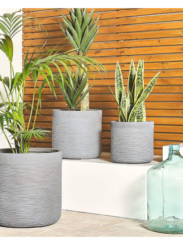 Beliani Outdoor Blumentopf SAMOS in Grau - (W) 26 x (H) 25 x (L) 26 cm