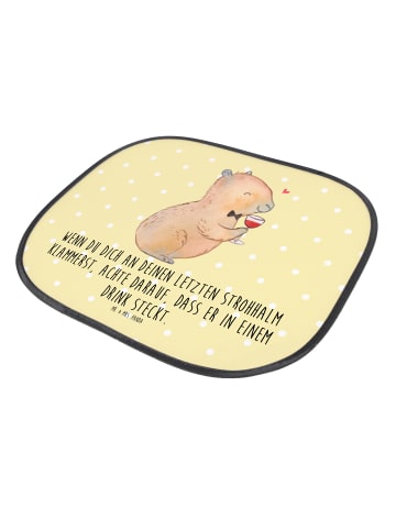 Mr. & Mrs. Panda Auto Sonnenblende Capybara Wein mit Spruch in Gelb Pastell
