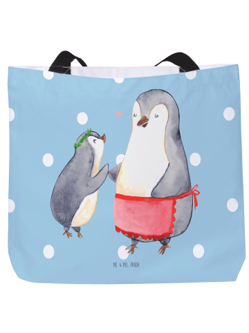 Mr. & Mrs. Panda Shopper Pinguin mit Kind ohne Spruch in Blau Pastell