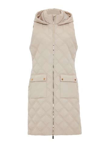 Threadbare Longweste THB Maggie Diamond Quilted Gilet in beige