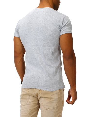 Joe Franks Joe Franks Joe Franks Herren Basic T-Shirt Kurzarm Druckknopf SMALL BUTTON in grey melange