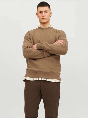 Jack & Jones Basic Sweater Langarm Shirt Rundhals Pullover JJESTAR in Braun-2