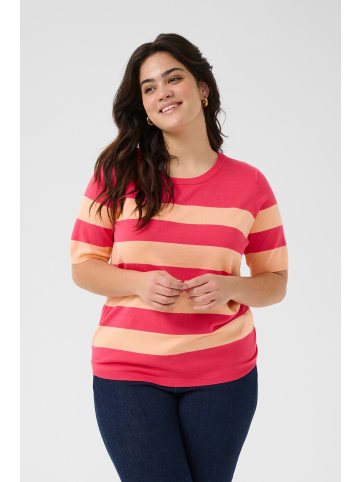 KAFFE curve Strickpullover KClizzy Regular fit in Rasberry/Peach Wide Stripe