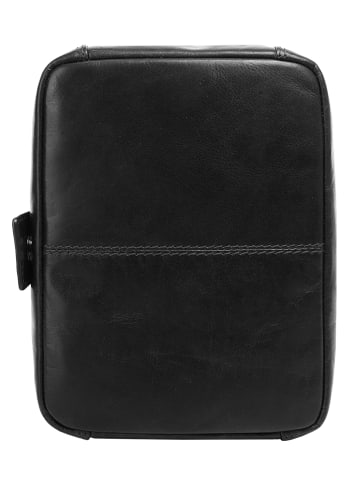 X-ZONE Kulturtasche echt Leder in schwarz